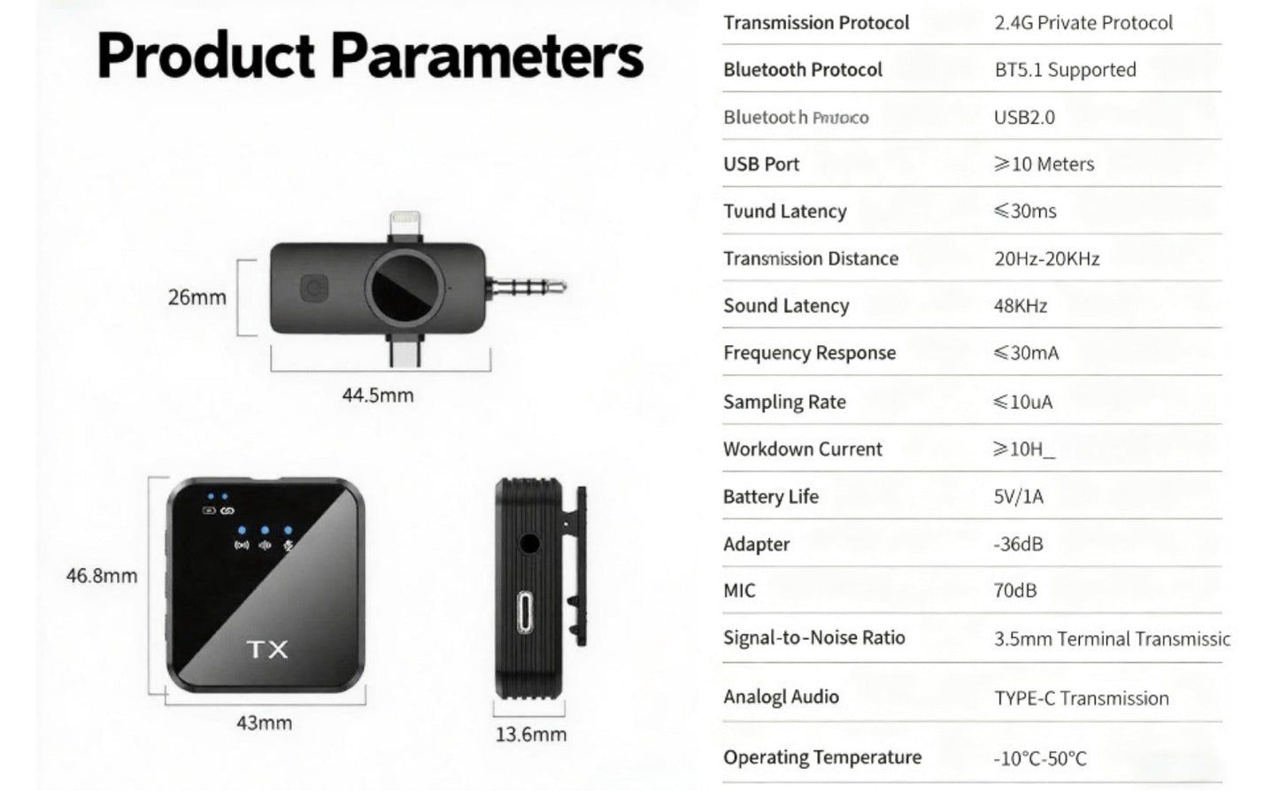 Recording Microphone, Wireless, 328ft, 3-in-1, Mini for Recording and Streaming detail image - detail view 16