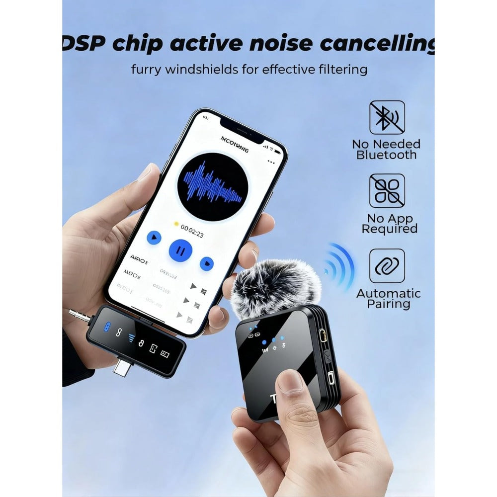 Recording Microphone, Wireless, 328ft, 3-in-1, Mini for Recording and Streaming detail image - detail view 6