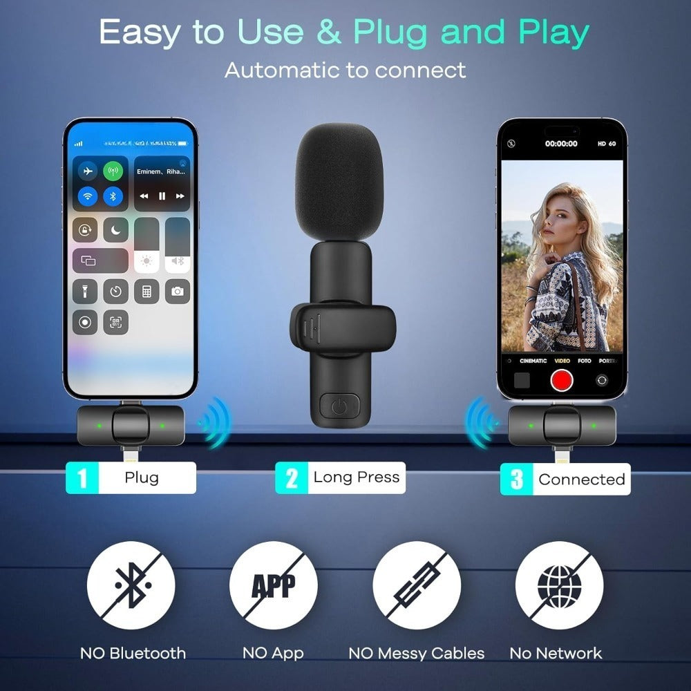 Recording Microphone, Wireless, Bluetooth, 2pcs, Lavalier for Recording and Streaming detail image - detail view 4