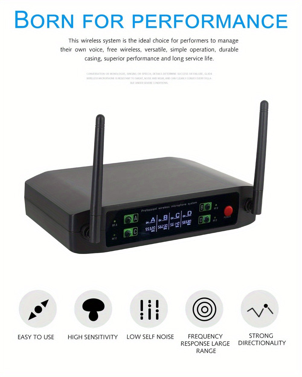 Recording Microphone, Wireless, Four-channel, Handheld for Recording and Streaming detail image - detail view 12