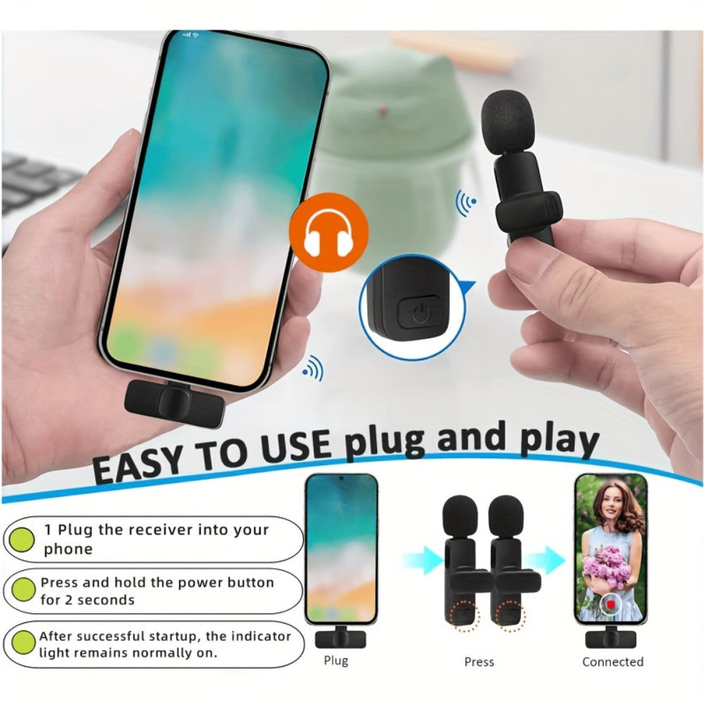 Recording Microphone, Wireless Lavalier Microphone, Wireless, USB-C, 4-Pack, Lavalier detail image - detail view 6