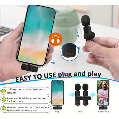 Recording Microphone, Wireless Lavalier Microphone, Wireless, USB-C, 4-Pack, Lavalier detail image - detail view 6