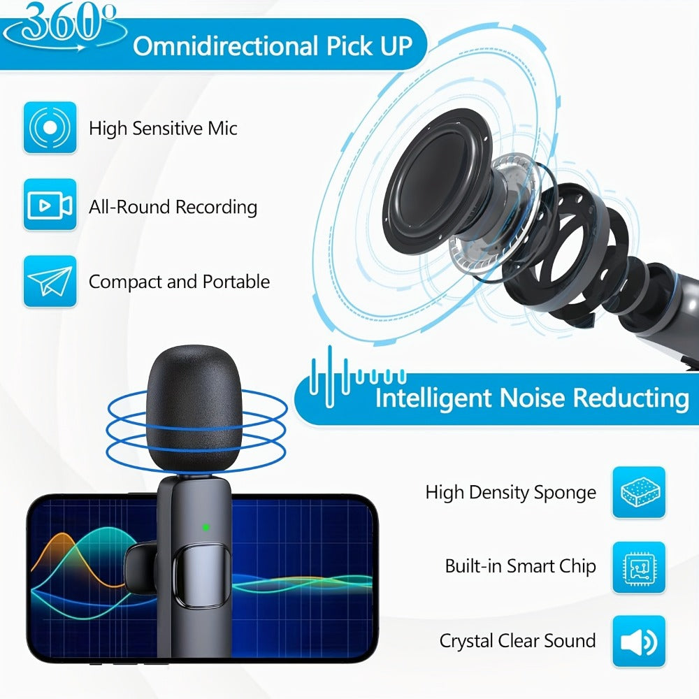 Recording Microphone, Wireless Lavalier Microphone, Wireless, USB-C, 4-Pack, Lavalier detail image - detail view 8