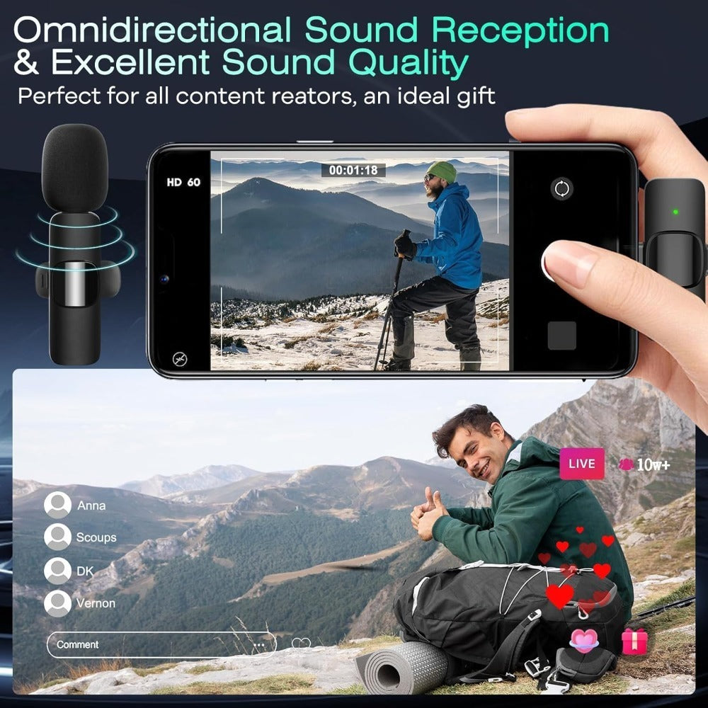 Recording Microphone, Wireless, USB-C, 2pcs, Lavalier for Recording and Streaming detail image - detail view 11