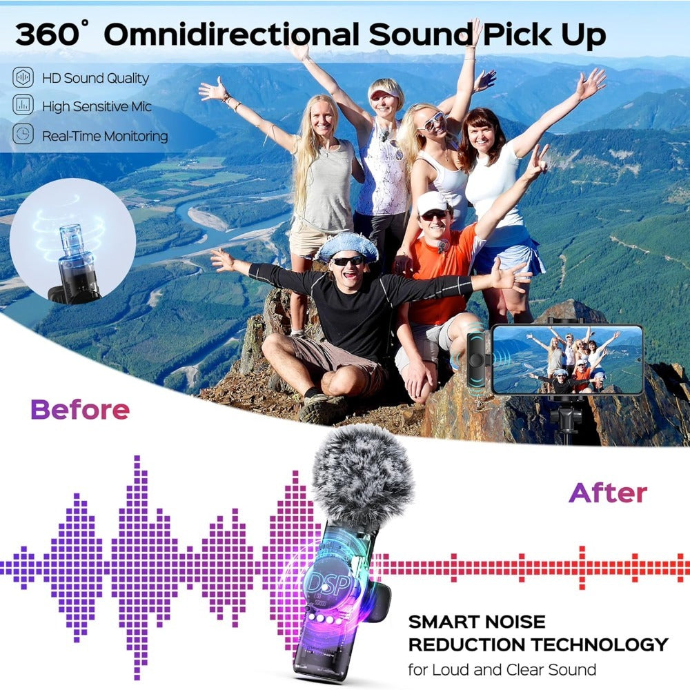 Recording Microphone, Wireless, USB-C, 2pcs, Lavalier for Recording and Streaming detail image - detail view 3