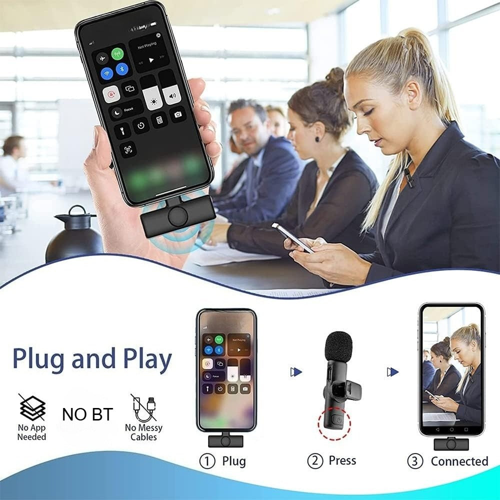 Recording Microphone, Wireless, USB-C, 2pcs, Lavalier for Recording and Streaming detail image - detail view 4