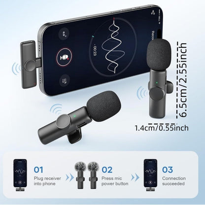 Recording Microphone, Wireless, USB-C, 2pcs, Lavalier for Recording and Streaming detail image - detail view 5