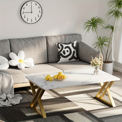 Rectangular Faux Marble Coffee Table for Living Room and Bedroom detail image - detail view 10
