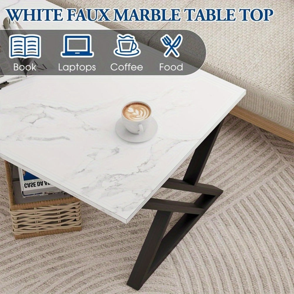 Rectangular Faux Marble Coffee Table for Living Room and Bedroom detail image - detail view 13