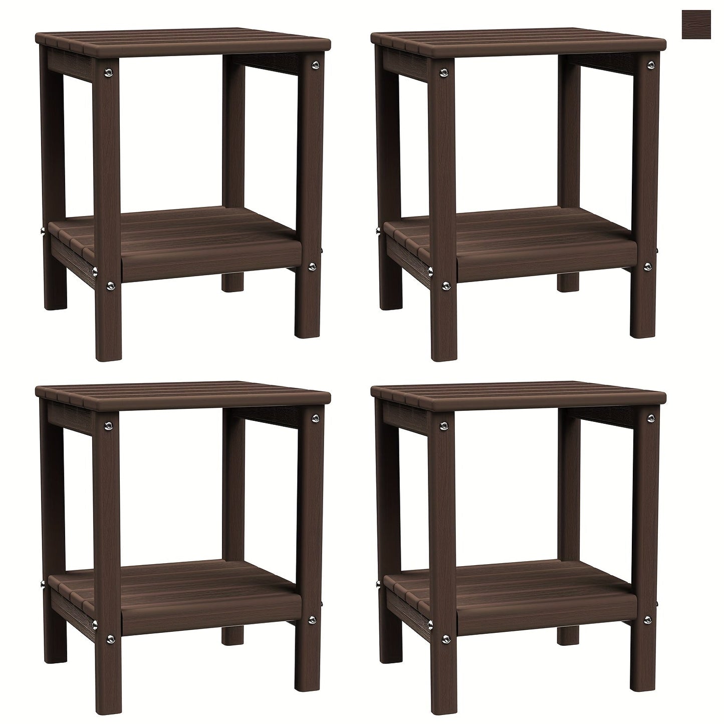 Outdoor Side Table shown in the Brown(wood grain), 4pcs option