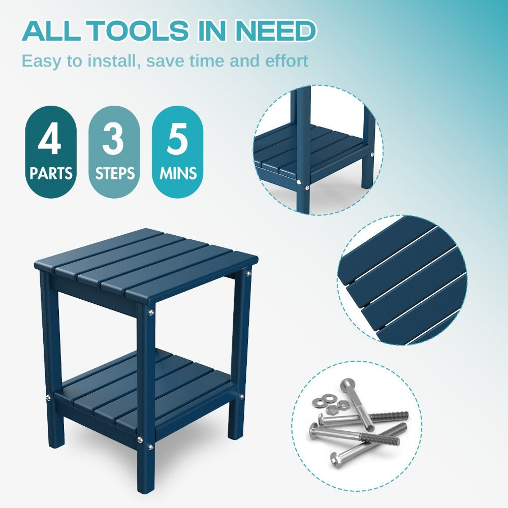Rectangular HDPE Outdoor Side Table with Weather-Resistant Finish for Patio detail image - detail view 13