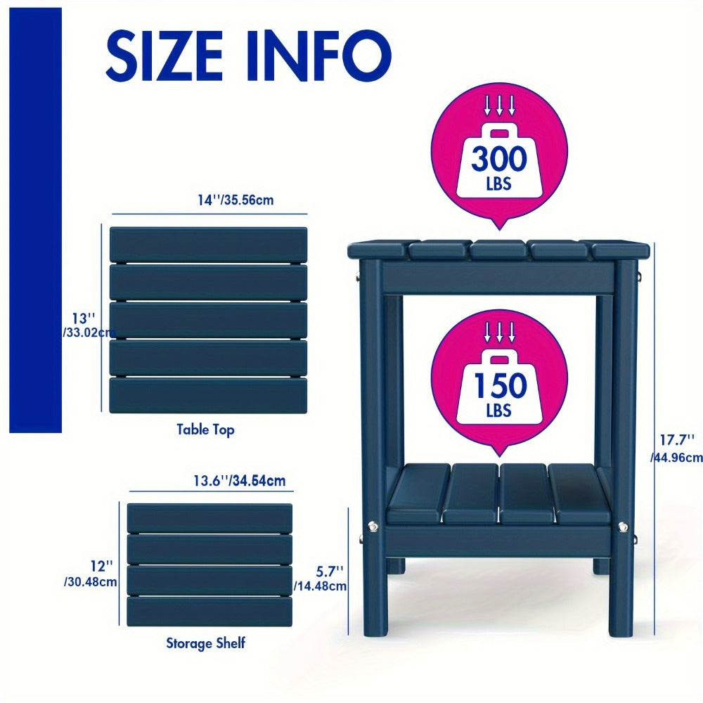 Rectangular HDPE Outdoor Side Table with Weather-Resistant Finish for Patio detail image - detail view 17