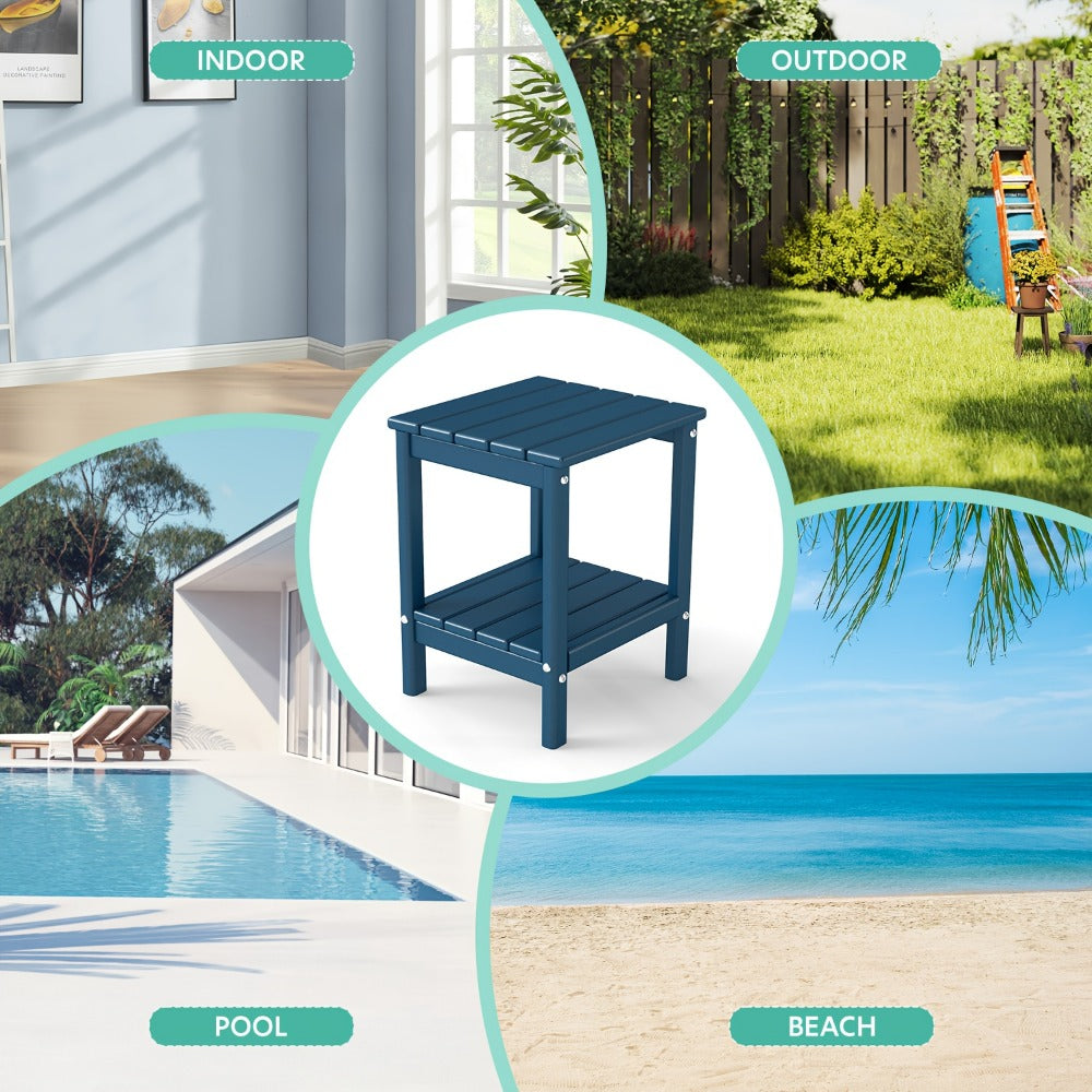 Rectangular HDPE Outdoor Side Table with Weather-Resistant Finish for Patio detail image - detail view 5