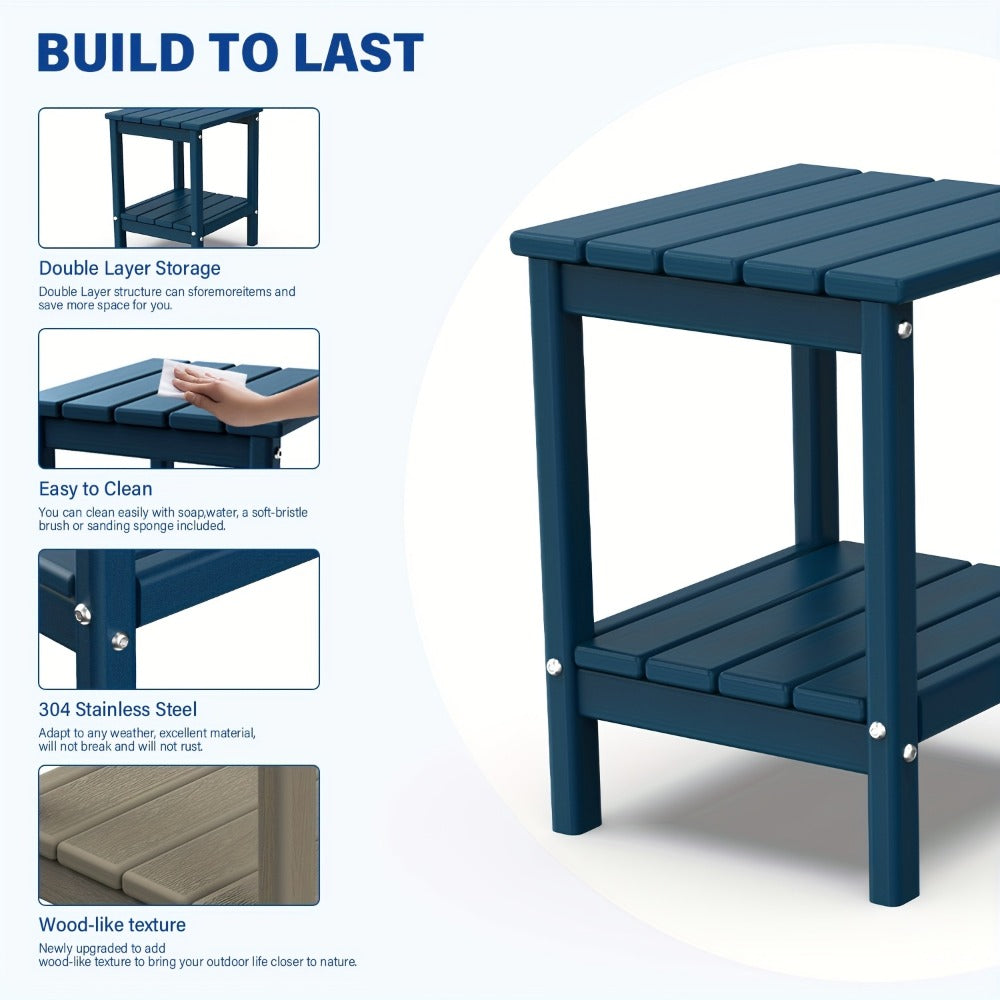 Rectangular HDPE Outdoor Side Table with Weather-Resistant Finish for Patio detail image - detail view 7