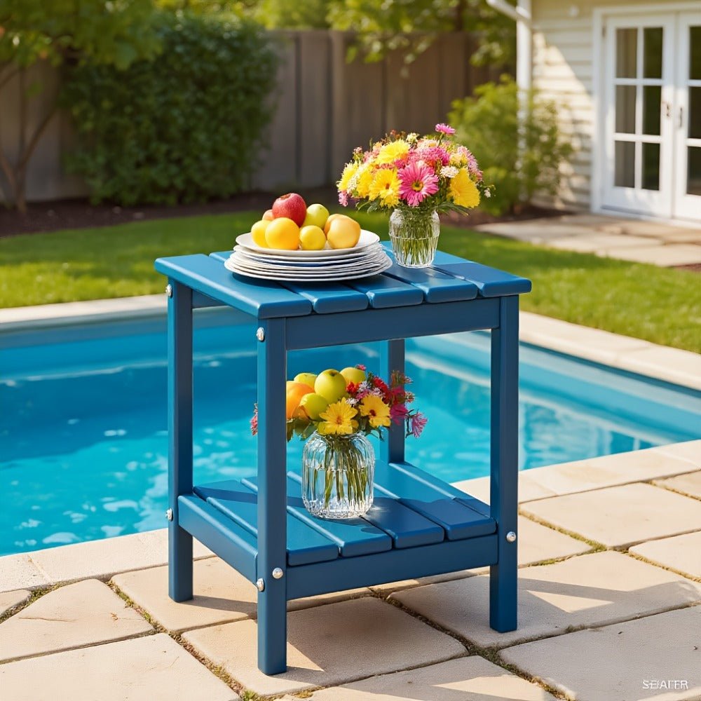 Rectangular HDPE Outdoor Side Table with Weather-Resistant Finish for Patio detail image - detail view 9