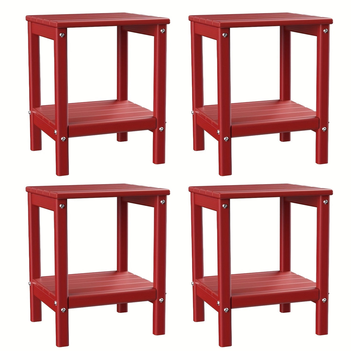 Outdoor Side Table shown in the Red, 4pcs option