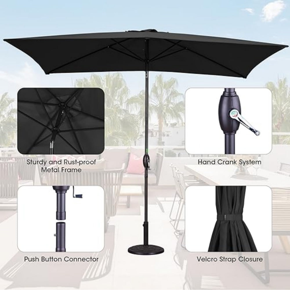 Rectangular Metal Patio Umbrella with Easy Crank for Outdoor Shade and Protection detail image - detail view 10