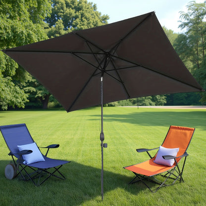 Rectangular Metal Patio Umbrella with Easy Crank for Outdoor Shade and Protection detail image - detail view 12