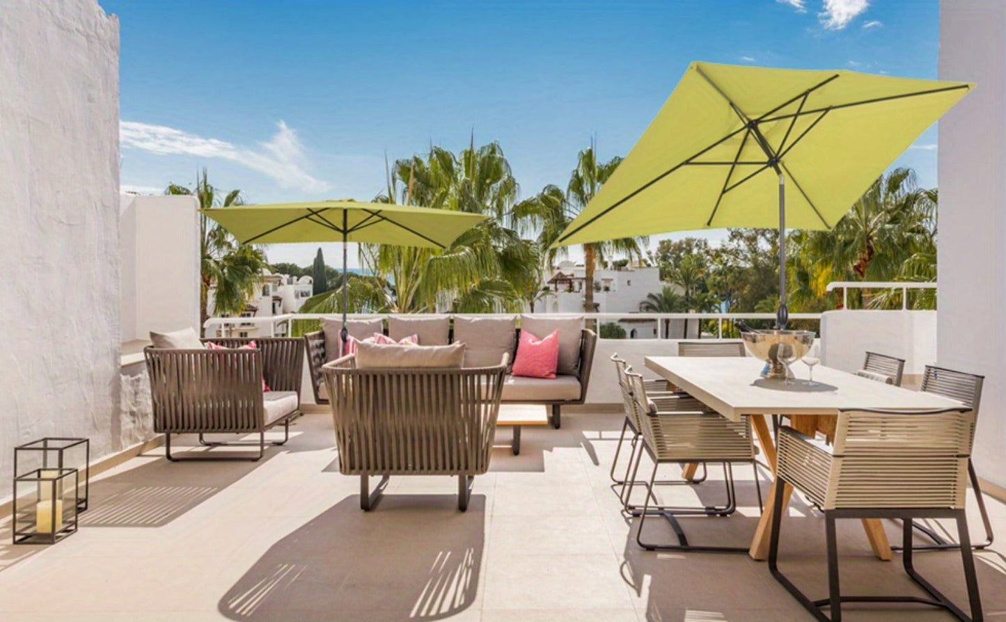 Rectangular Metal Patio Umbrella with Easy Crank for Outdoor Shade and Protection detail image - detail view 14