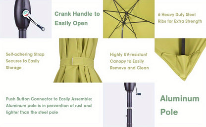 Rectangular Metal Patio Umbrella with Easy Crank for Outdoor Shade and Protection detail image - detail view 16