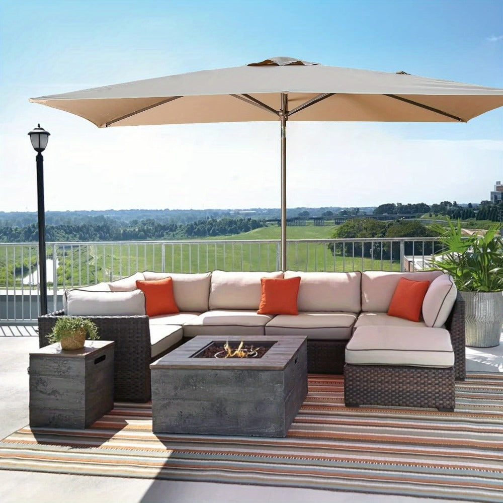 Rectangular Metal Patio Umbrella with Easy Crank for Outdoor Shade and Protection detail image