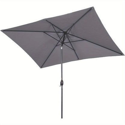 Rectangular Metal Patio Umbrella with Easy Crank for Outdoor Shade and Protection detail image - detail view 3