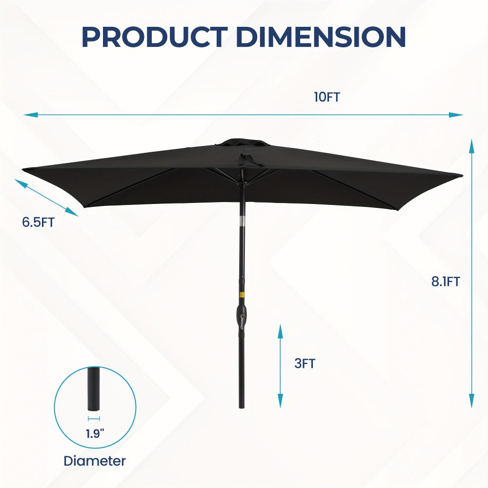 Rectangular Metal Patio Umbrella with Easy Crank for Outdoor Shade and Protection detail image - detail view 4