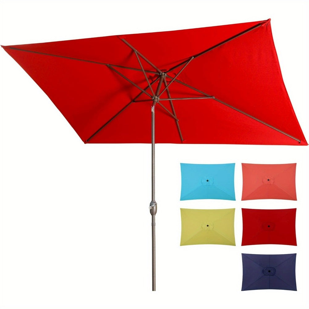 Rectangular Metal Patio Umbrella with Easy Crank for Outdoor Shade and Protection detail image - detail view 5