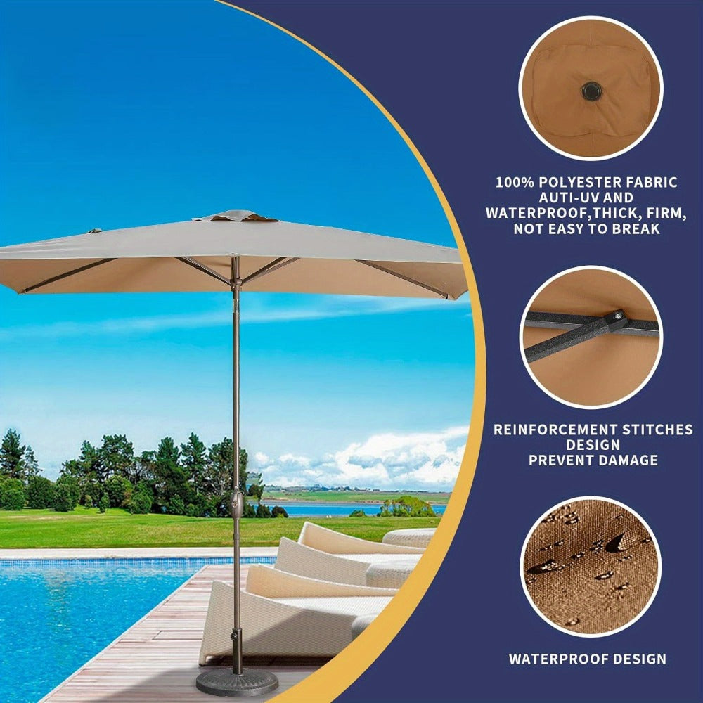 Rectangular Metal Patio Umbrella with Easy Crank for Outdoor Shade and Protection detail image - detail view 6