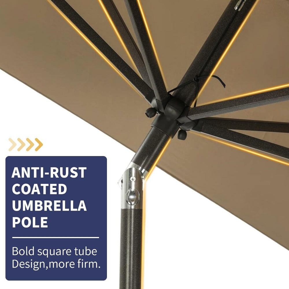Rectangular Metal Patio Umbrella with Easy Crank for Outdoor Shade and Protection detail image - detail view 8