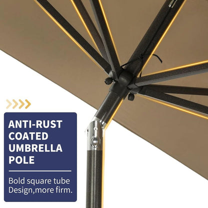 Rectangular Metal Patio Umbrella with Easy Crank for Outdoor Shade and Protection detail image - detail view 8