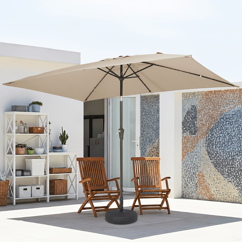 Patio Umbrella, 6.5x10 Ft Rectangular UV Protection Push Button Tilt Crank 6-Rib Market shown in the main product view