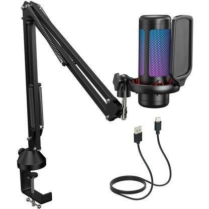 RGB USB Condenser Microphone Kit shown in the Black option