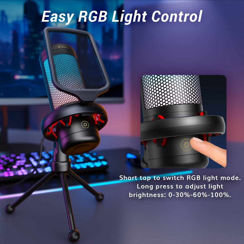 RGB USB Condenser Microphone Kit with Boom Arm, Shock Mount and Pop Filter detail image - detail view 11