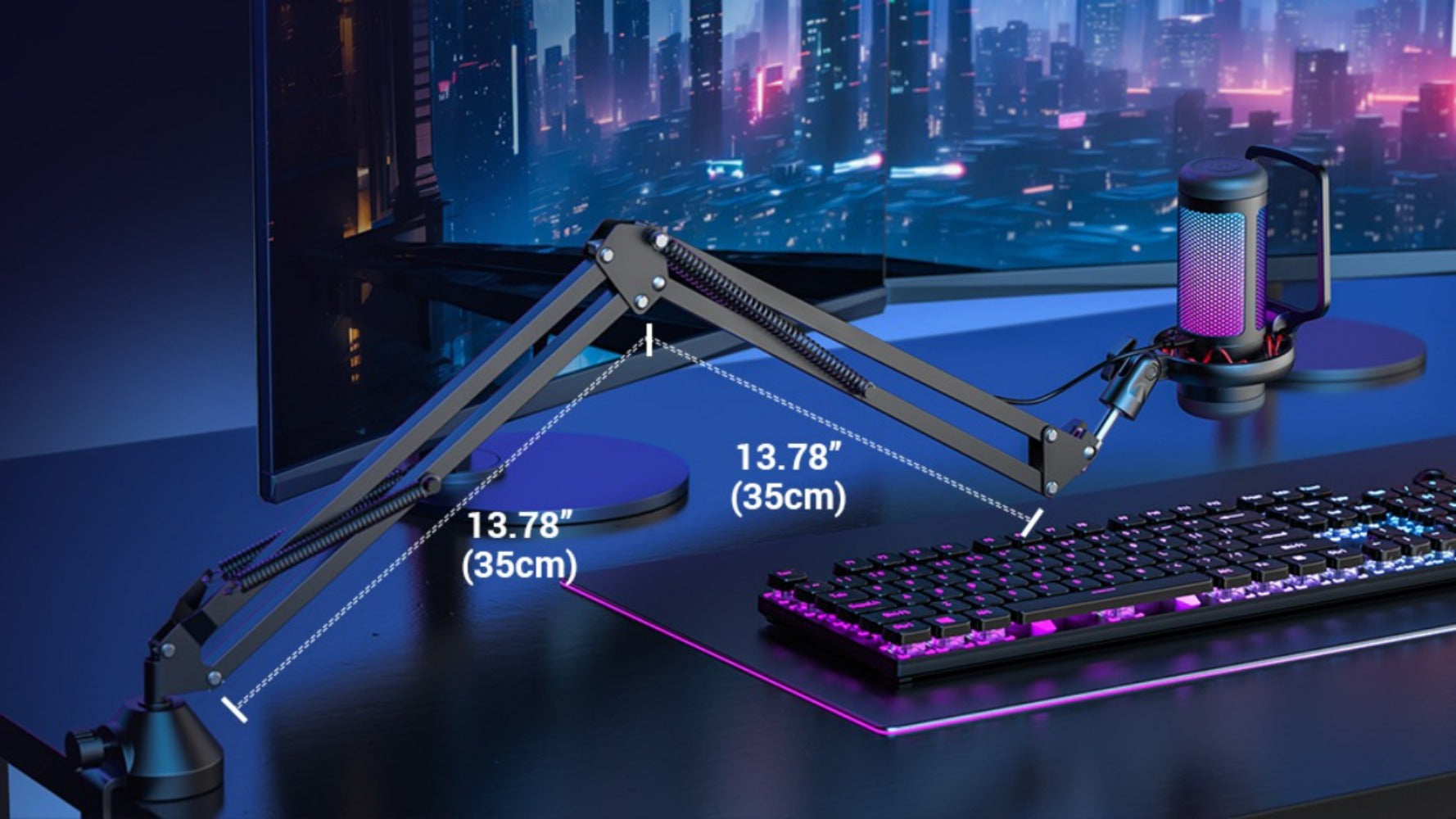 RGB USB Condenser Microphone Kit with Boom Arm, Shock Mount and Pop Filter detail image - detail view 12