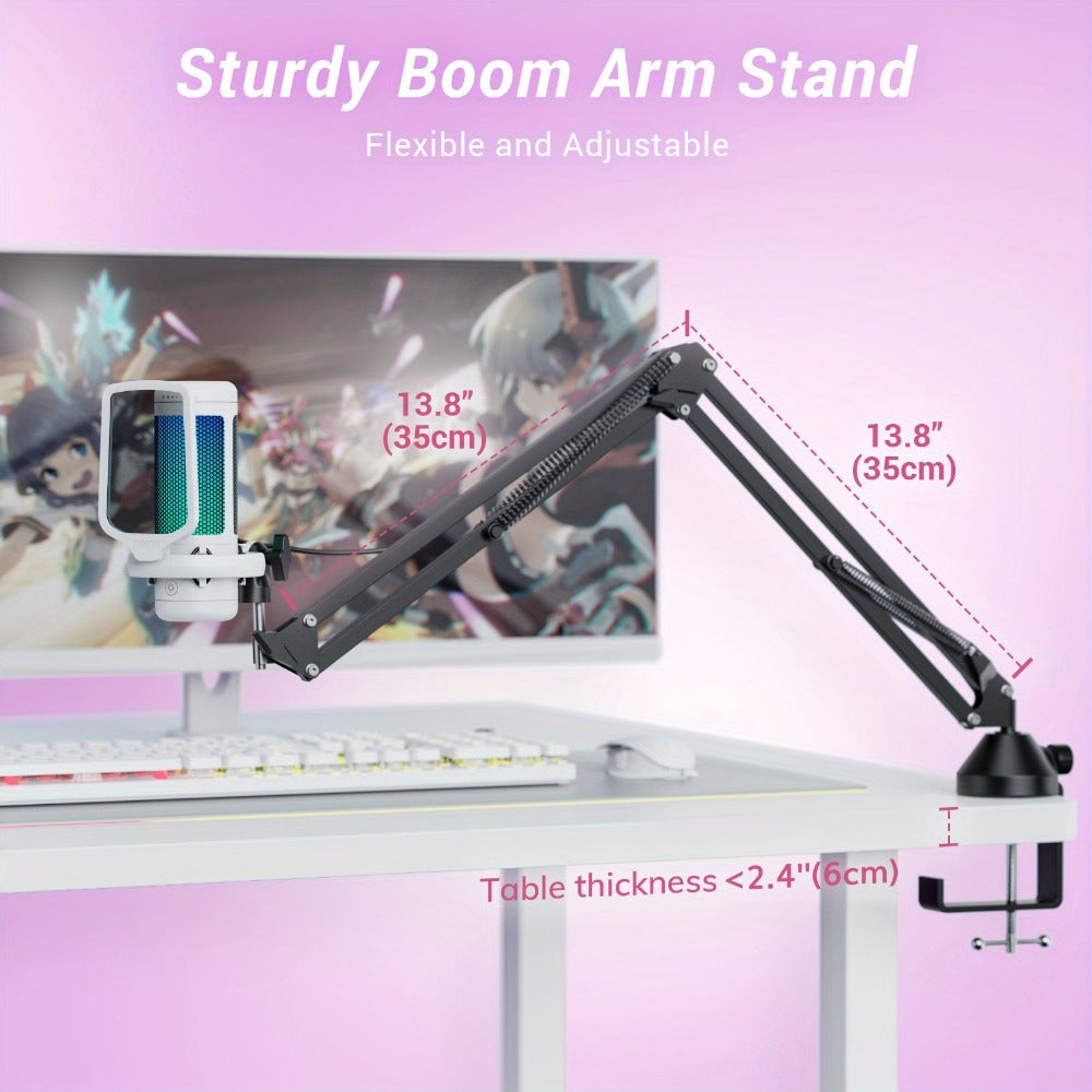 RGB USB Condenser Microphone Kit with Boom Arm, Shock Mount and Pop Filter detail image