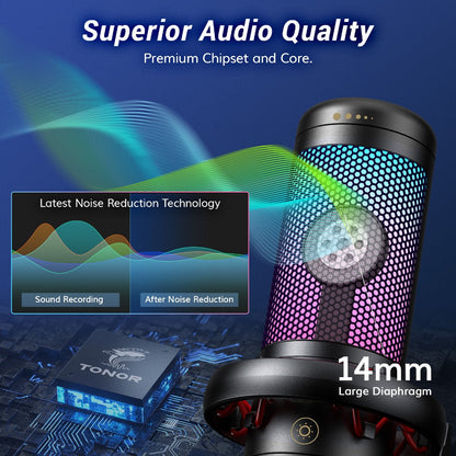 RGB USB Condenser Microphone Kit with Boom Arm, Shock Mount and Pop Filter detail image - detail view 4