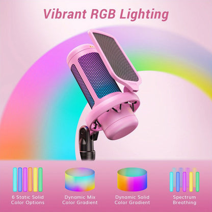 RGB USB Condenser Microphone Kit with Boom Arm, Shock Mount and Pop Filter detail image - detail view 5