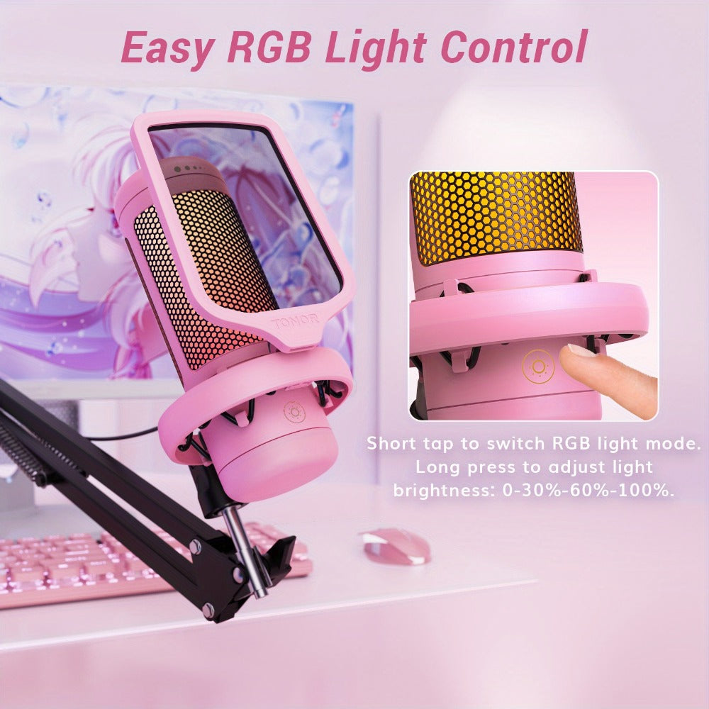 RGB USB Condenser Microphone Kit with Boom Arm, Shock Mount and Pop Filter detail image - detail view 7