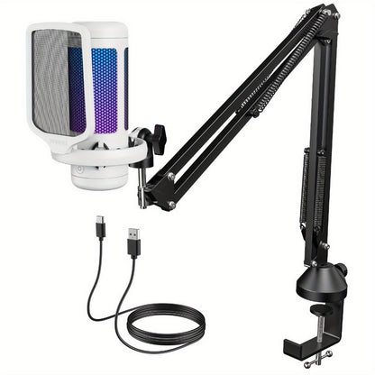 RGB USB Condenser Microphone Kit with Boom Arm, Shock Mount and Pop Filter detail image - detail view 8