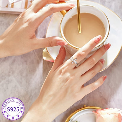 Rings for Women - 925 Sterling Silver Infinity Cross Ring for Cubic Zirconia CZ Stone - product detail view 3