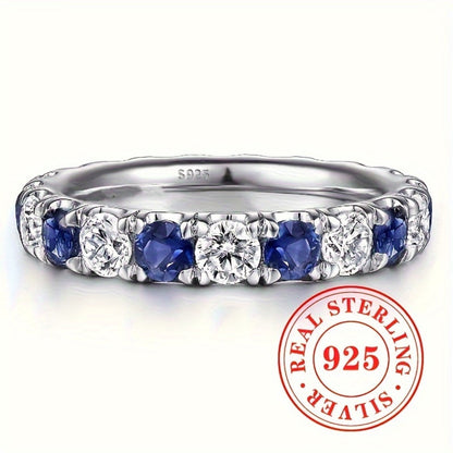 Rings for Women - 925 Sterling Silver Ring for - Blue & White Synthetic Zirconia Stone - product detail view 3