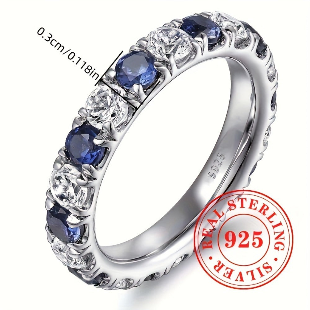 Rings for Women - 925 Sterling Silver Ring for - Blue & White Synthetic Zirconia Stone - product detail view 5