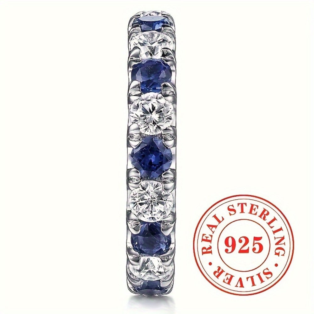Rings for Women - 925 Sterling Silver Ring for - Blue & White Synthetic Zirconia Stone - product detail view 6