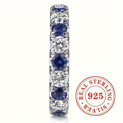 Rings for Women - 925 Sterling Silver Ring for - Blue & White Synthetic Zirconia Stone - product detail view 6