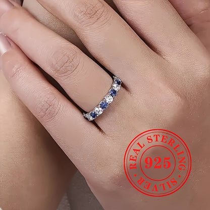 Rings for Women - 925 Sterling Silver Ring for - Blue & White Synthetic Zirconia Stone - product detail view 7