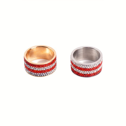 Rings for Women - American Flag Ring Stainless Steel Rhinestone Patriotic Ring Men Gold - product detail view 4
