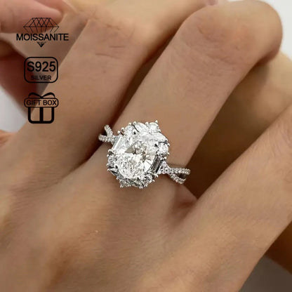 Rings for Women - Moissanite Engagement Ring Oval 2 Carat - S925 Sterling Silver - product detail view 9
