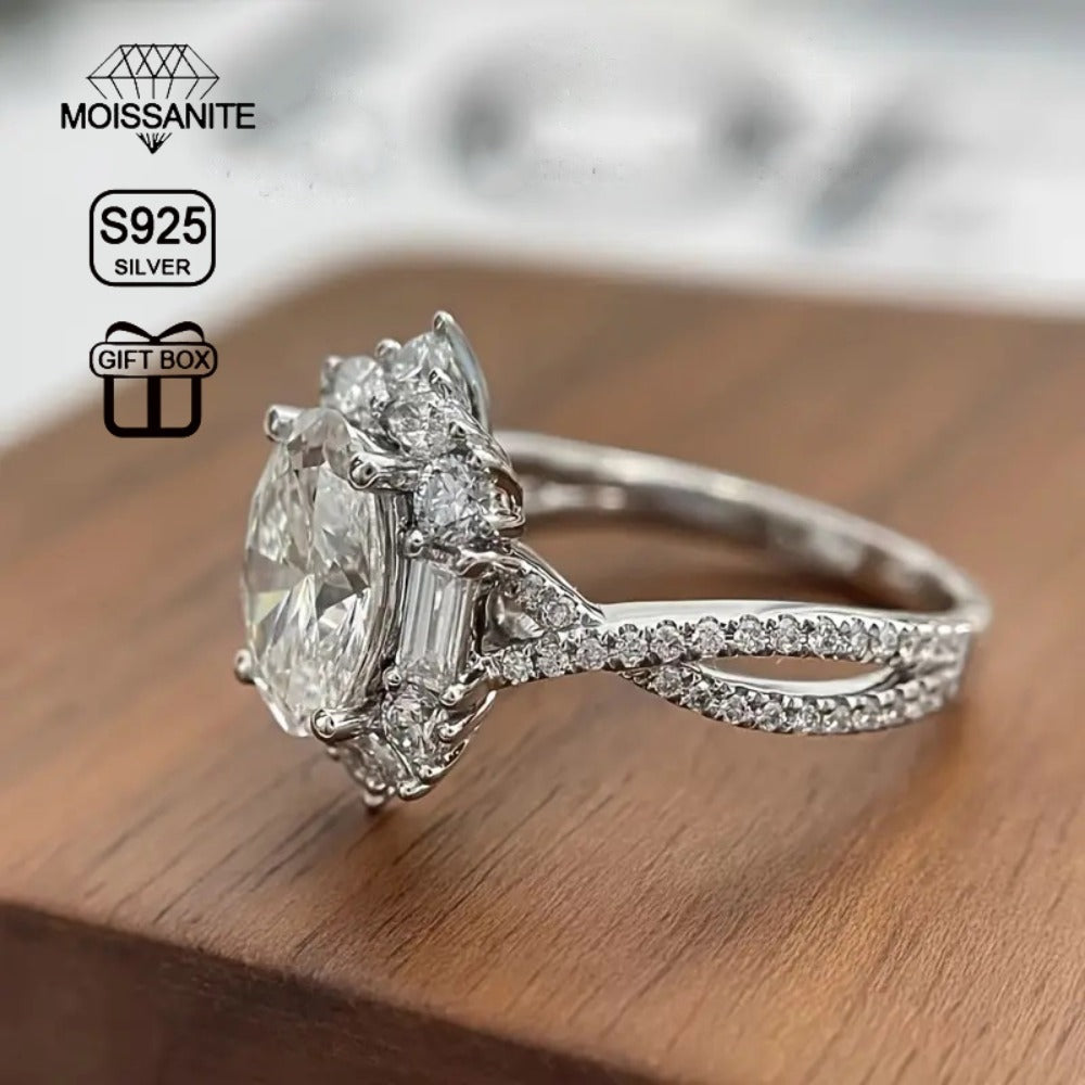 Rings for Women - Moissanite Engagement Ring Oval 2 Carat - S925 Sterling Silver - product detail view 13