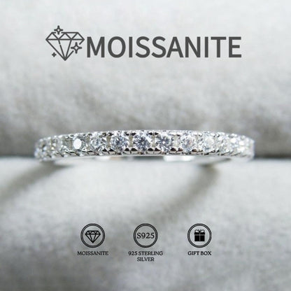 Rings for Women - Moissanite Wedding Band 925 Sterling Silver 0.1 Carat Round Cut Ring - main product view